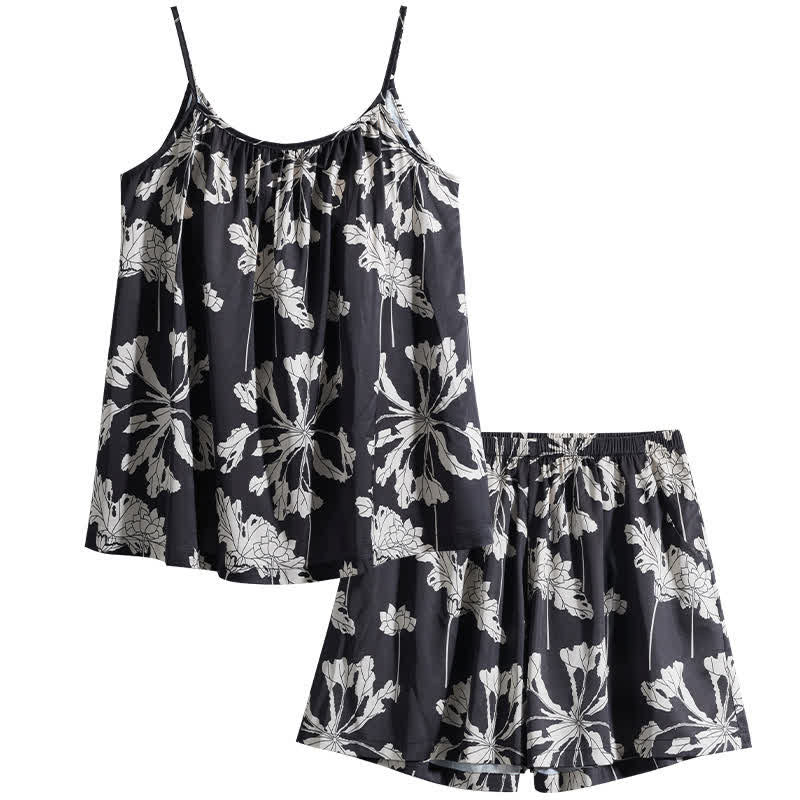 Ownkoti Black Floral Cami Shorts Pajama Set - image 6
