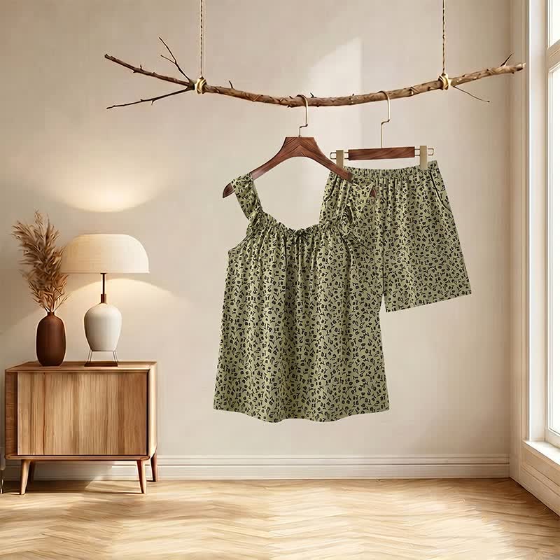 Ownkoti Olive Floral Ruffle Cami Pajama Set - image 3