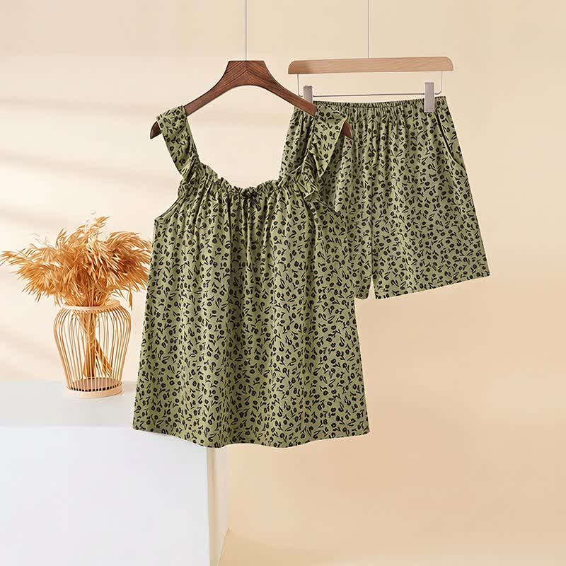 Ownkoti Olive Floral Ruffle Cami Pajama Set - image 2