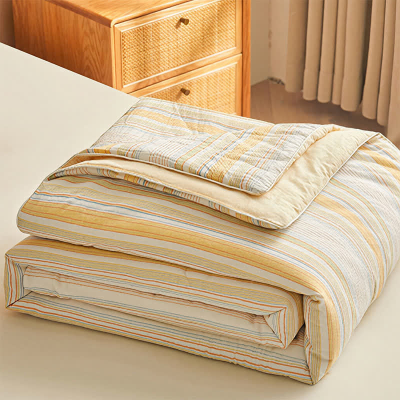 Ownkoti Soft Plaid Pure Summer Bedding Set - Yellow - Queen - Bedding Set - image 0