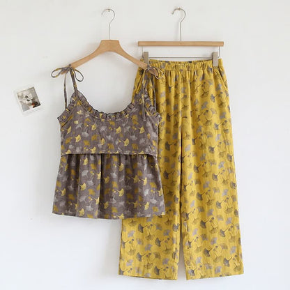 Ownkoti Ginkgo Biloba Leaf Cami Pajama Set - image 9
