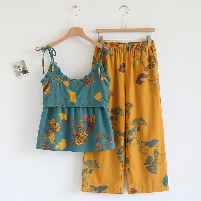 Ownkoti Elegant Ginkgo Cami Cotton Pajama Set - image 13