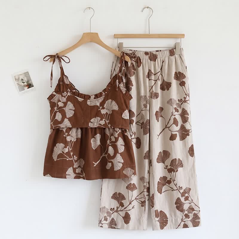 Ownkoti Elegant Ginkgo Cami Cotton Pajama Set - image 9