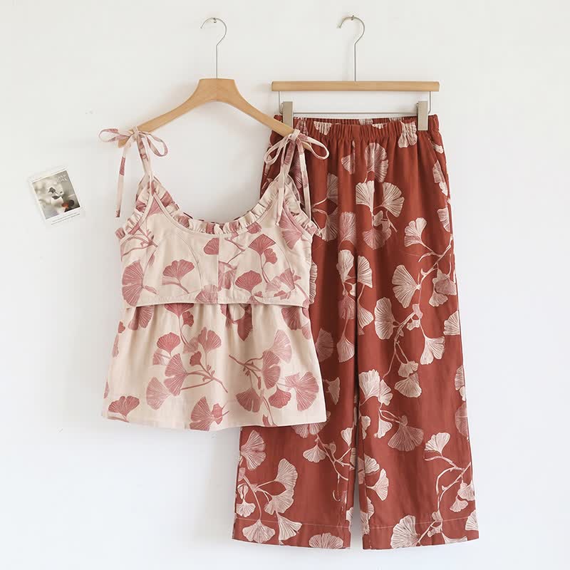Ownkoti Elegant Ginkgo Cami Cotton Pajama Set - image 1