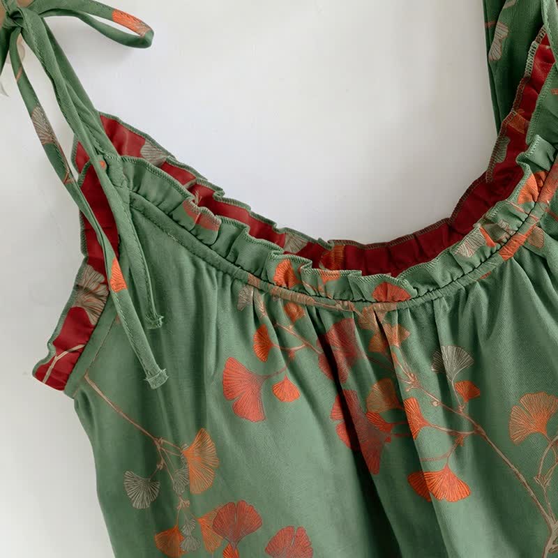 Ownkoti Ginkgo Leaf Cami Ruffled Pajama Set - image 6