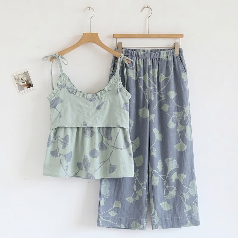 Ownkoti Ginkgo Leaf Cami Ruffled Pajama Set - image 1