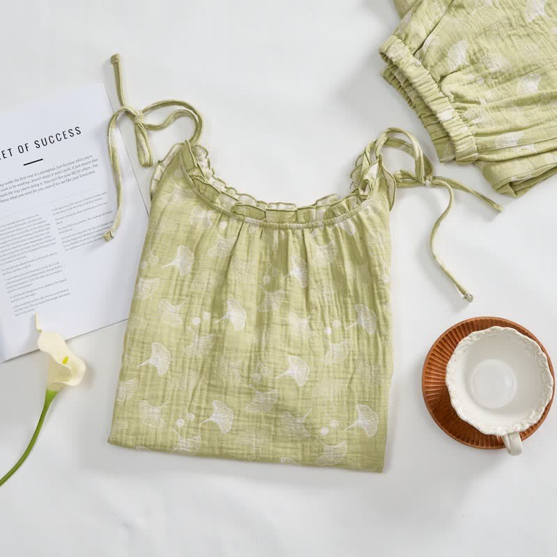 Ownkoti Fresh Ginkgo Leaf Cami Cotton Pajamas - image 1