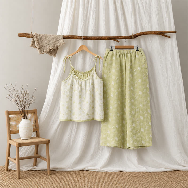 Ownkoti Fresh Ginkgo Leaf Cami Cotton Pajamas - image 3