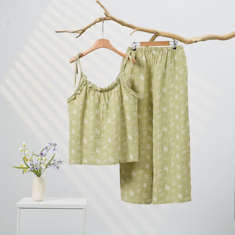 Ownkoti Fresh Ginkgo Leaf Cami Cotton Pajamas - image 0