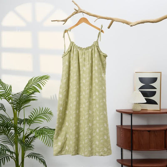 Ownkoti Fresh Ginkgo Cotton Cami Night Dress - Green - XL - image 0