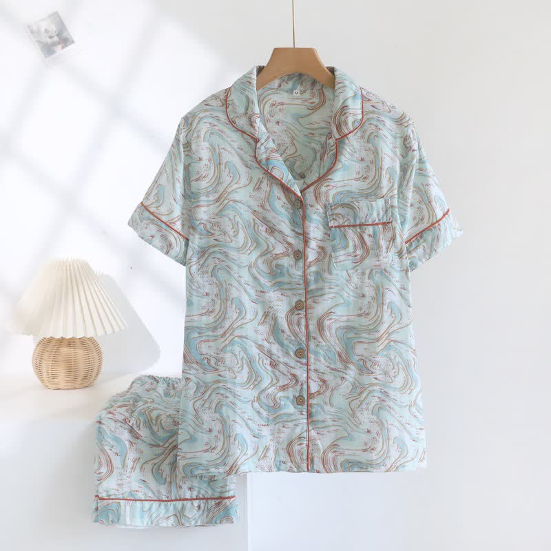 Ownkoti Abstract Print Cotton Gauze Lounge Set - image 3