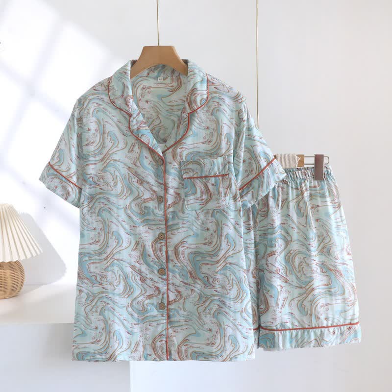 Ownkoti Abstract Print Cotton Gauze Lounge Set - image 2