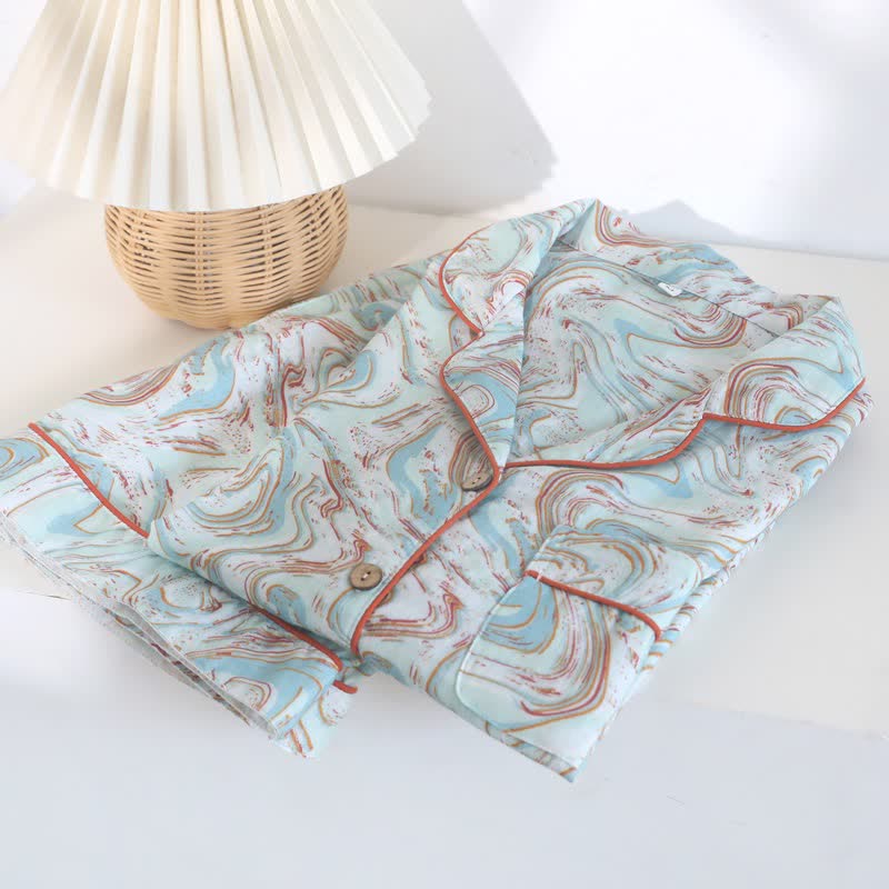 Ownkoti Abstract Print Cotton Gauze Lounge Set - image 1