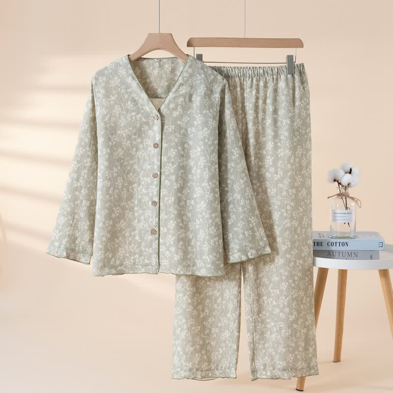 Ownkoti Soft Floral Cotton Button Front Pajamas - image 3