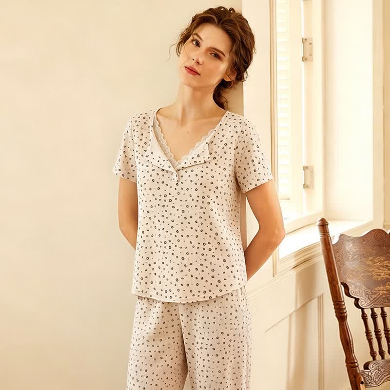 Ownkoti Soft Leopard Print Lace Trim Pajamas - image 5