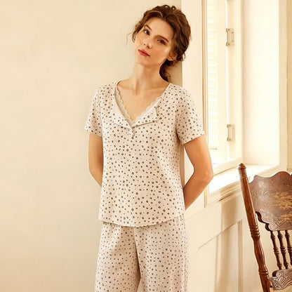 Ownkoti Soft Leopard Print Lace Trim Pajamas - image 5