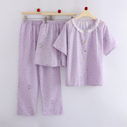Ownkoti Purple Bunny & Floral Cotton Loungewear Set(3PCS) - image 2
