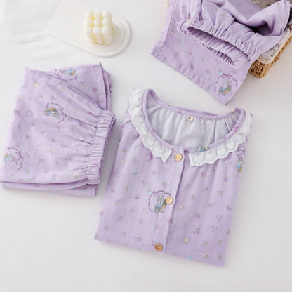 Ownkoti Purple Bunny & Floral Cotton Loungewear Set(3PCS) - image 1