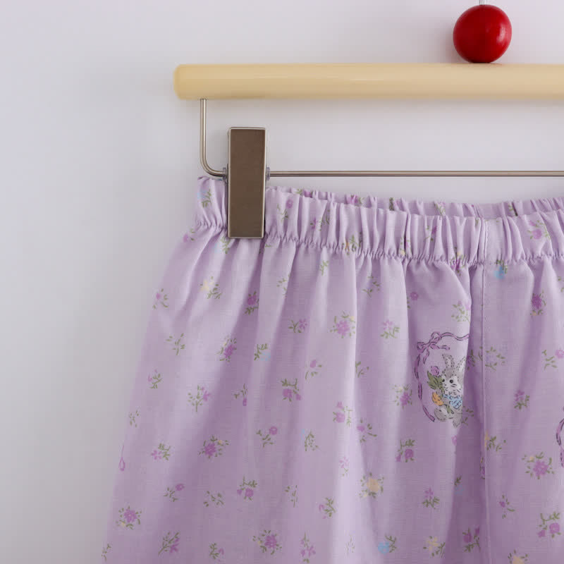 Ownkoti Purple Bunny & Floral Cotton Loungewear Set(3PCS) - image 8