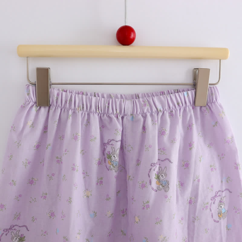 Ownkoti Purple Bunny & Floral Cotton Loungewear Set(3PCS) - image 7