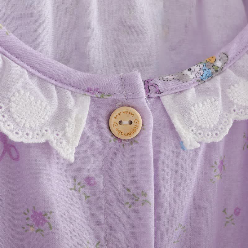 Ownkoti Purple Bunny & Floral Cotton Loungewear Set(3PCS) - image 6