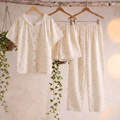 Ownkoti Star Print Cotton Loungewear Set(3PCS) - Beige - XL - image 0