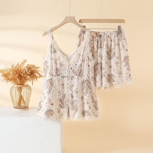 Ownkoti French Floral Cotton Lace Loungewear Set - White - 3XL - image 0