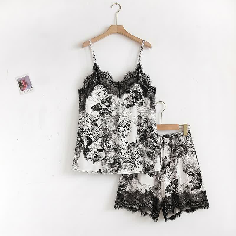 Ownkoti Vintage Floral Lace Cami & Shorts Set - image 1