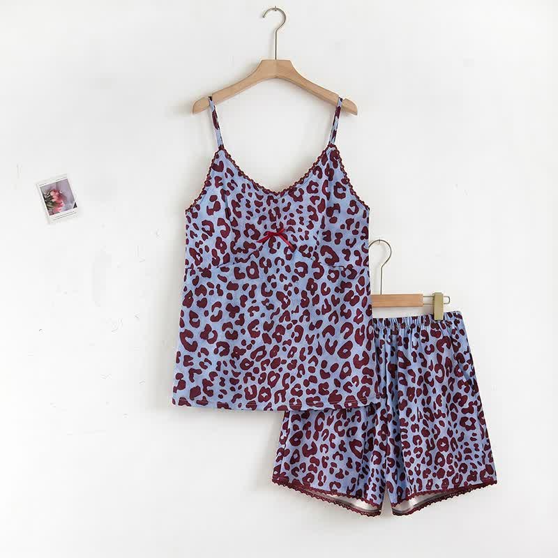 Ownkoti Blue Leopard Print Cami Loungewear Set - image 1