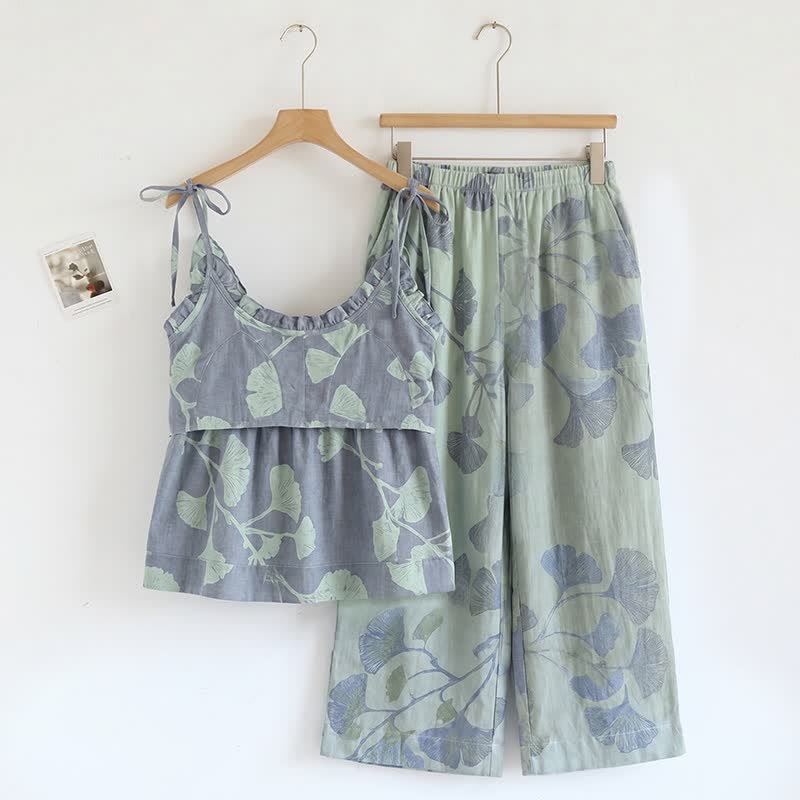 Ownkoti Ginkgo Leaf Cami Ruffled Pajama Set - image 5