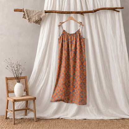 Ownkoti Vintage Boho Cotton Cami Night Dress - Orange - XL - image 5