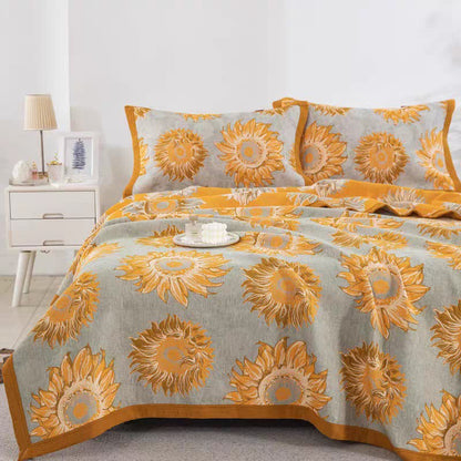 Ownkoti Yarn-Dyed Sunflower Cotton Muslin Blanket Quilt - image 1