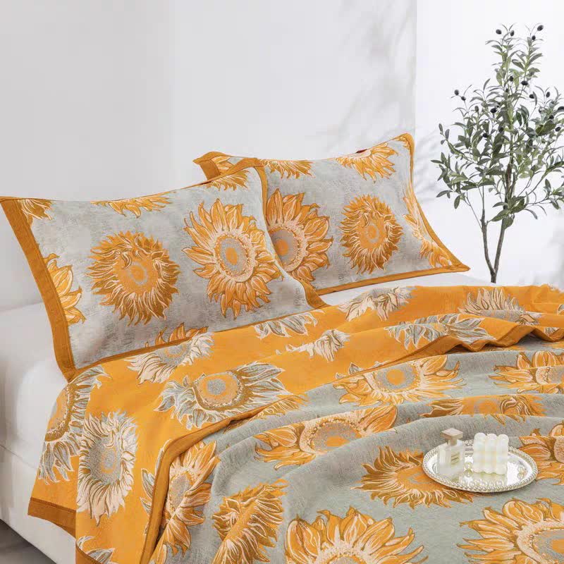 Ownkoti Yarn-Dyed Sunflower Cotton Muslin Blanket Quilt - image 2