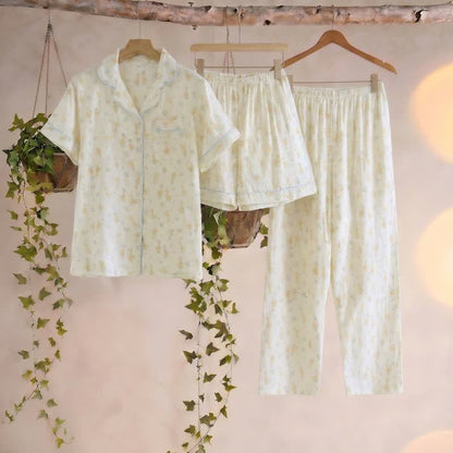 Ownkoti Cotton Duck Print Three Piece Loungewear - Beige - XXL - image 0