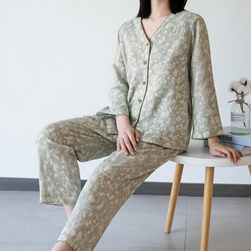 Ownkoti Soft Floral Cotton Button Front Pajamas - image 4