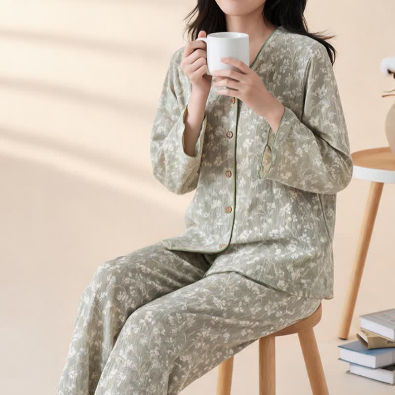 Ownkoti Soft Floral Cotton Button Front Pajamas - image 5