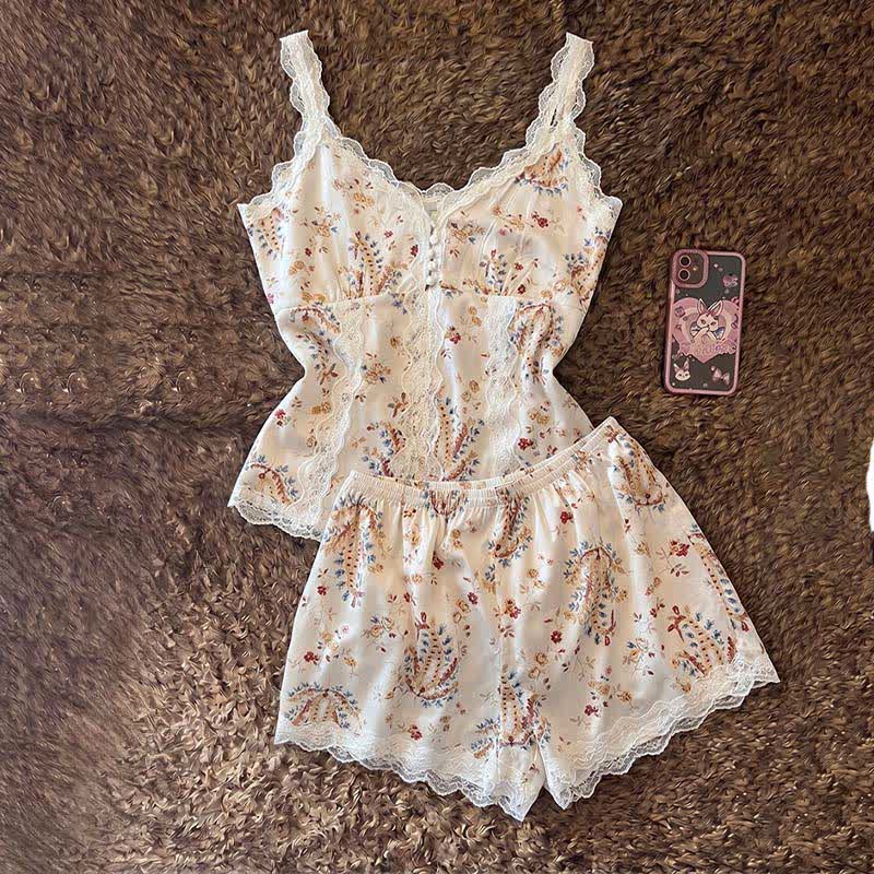 Ownkoti French Floral Cotton Lace Loungewear Set - image 2