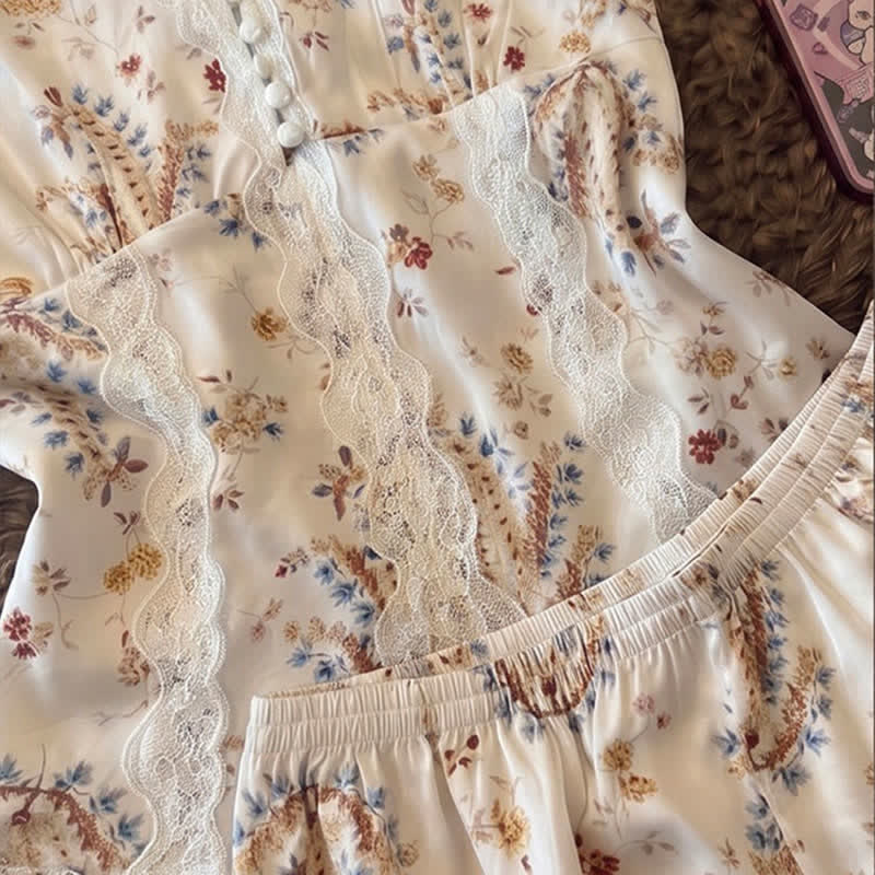 Ownkoti French Floral Cotton Lace Loungewear Set - image 6