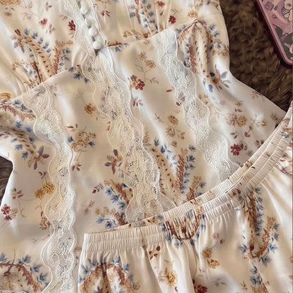 Ownkoti French Floral Cotton Lace Loungewear Set - image 6