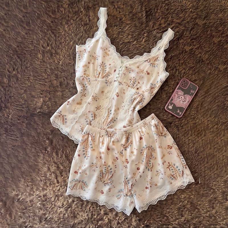 Ownkoti French Floral Cotton Lace Loungewear Set - image 3