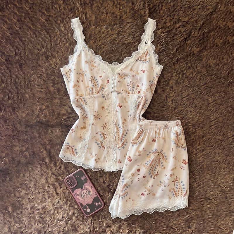 Ownkoti French Floral Cotton Lace Loungewear Set - image 5