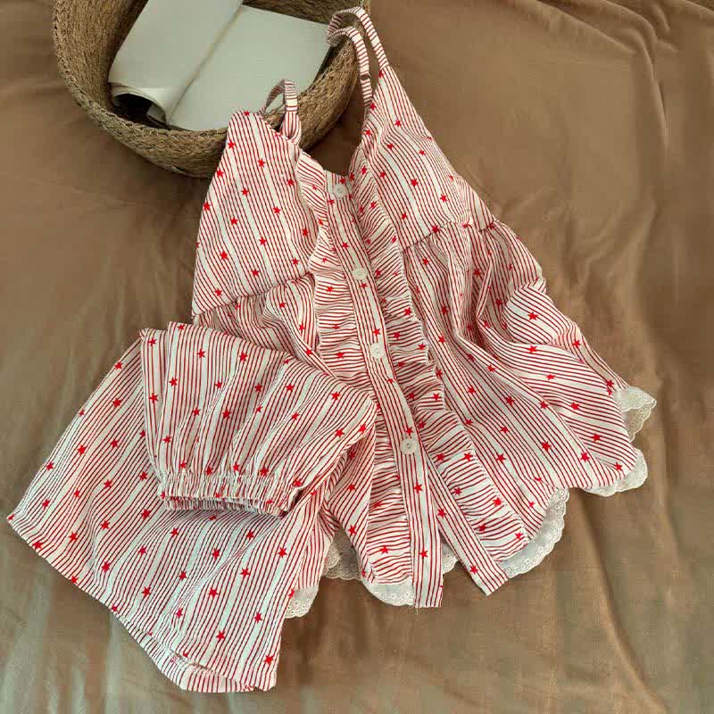 Ownkoti Stripe & Star Ruffle Cami Lounge Set - image 5