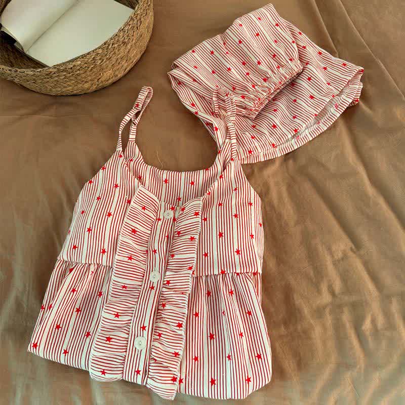 Ownkoti Stripe & Star Ruffle Cami Lounge Set - image 2