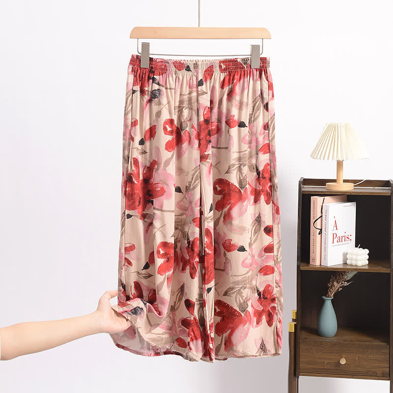 Ownkoti Red Floral Cropped Sleep Pants - image 3