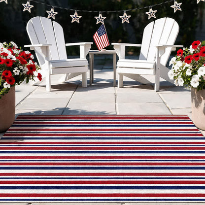Ownkoti Patriotic Americana Stripe Outdoor Rug - image 7