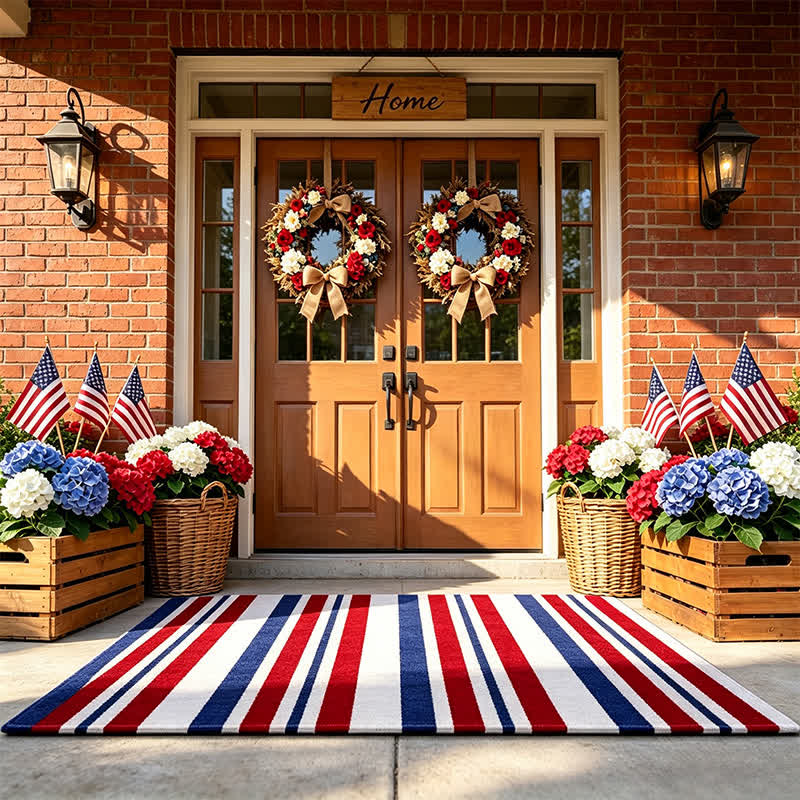 Ownkoti Patriotic Americana Stripe Outdoor Rug - image 4