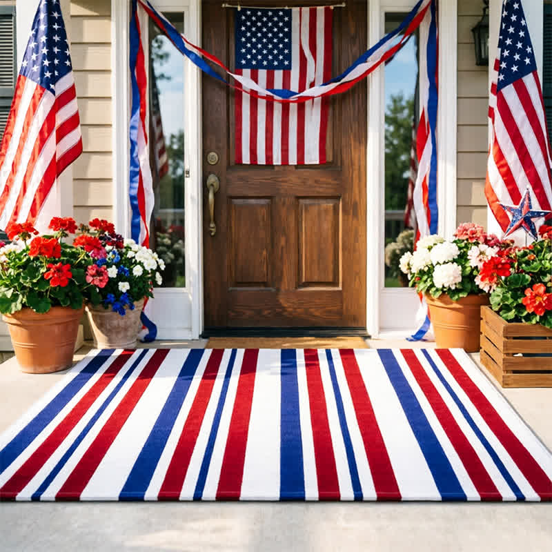 Ownkoti Patriotic Americana Stripe Outdoor Rug - image 5