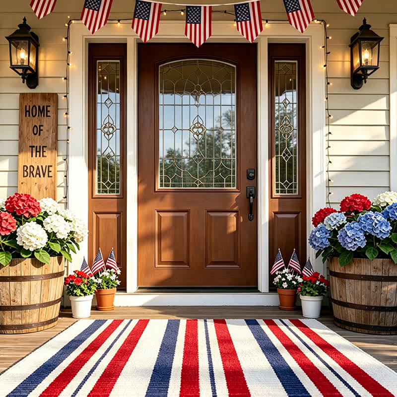 Ownkoti Patriotic Americana Stripe Outdoor Rug - image 2