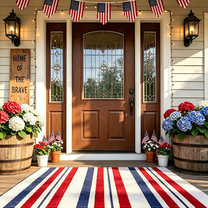 Ownkoti Patriotic Americana Stripe Outdoor Rug - image 2