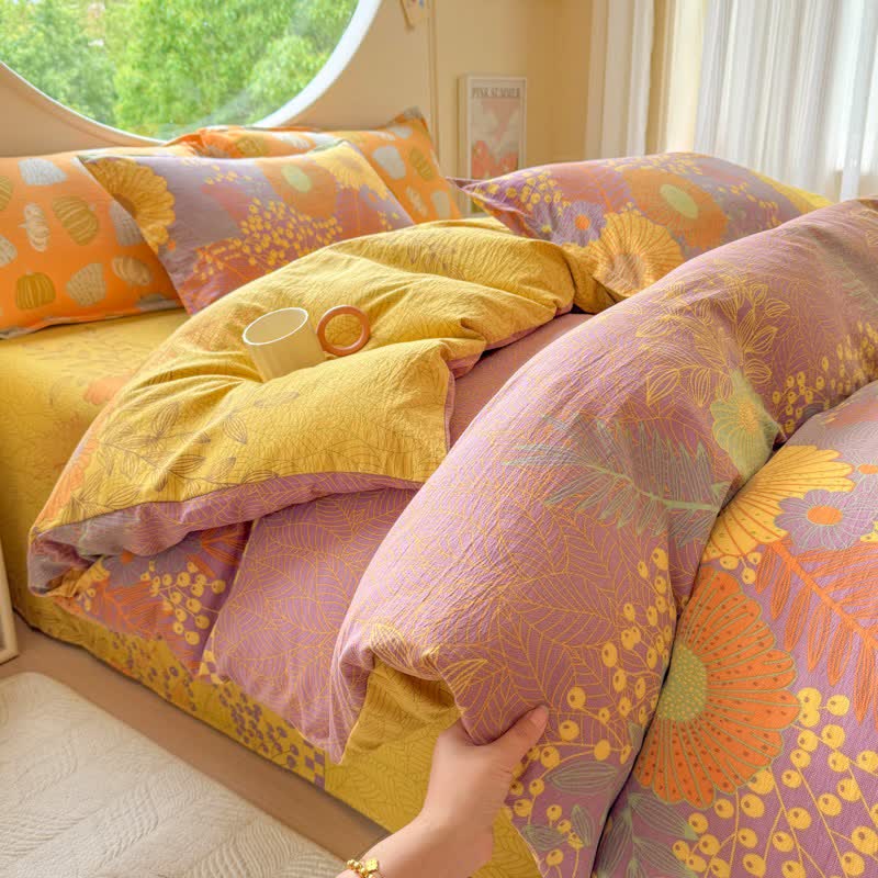 Ownkoti Sunflower Cotton Double Gauze Bedding Set(4PCS) - image 1